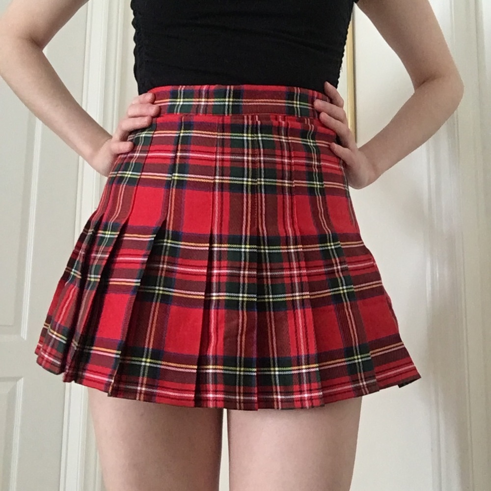 SOLD! Red Plaid Scottish Skirt Skort